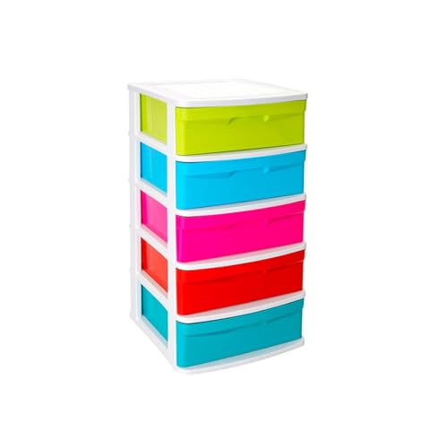 Commode haute 5 tiroirs en PVC multicolore DRW de 39x40x80 cm - 2