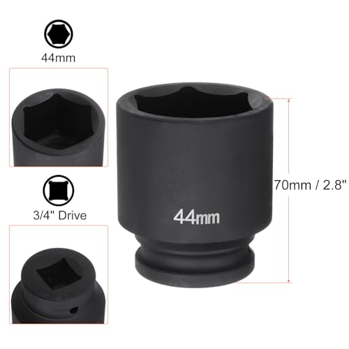 Llave de vaso de impacto profundo de 3/4 44 mm métrico hexagonal acero 40Cr 3