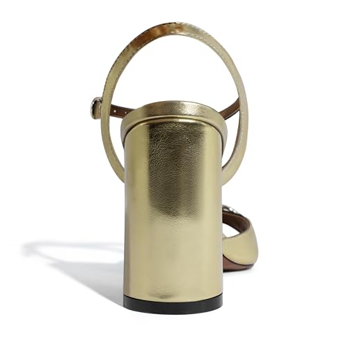 iadore Women Fashion High Block Heel Shoes Strappy with Buckle Fashion Studded Round Open Toe Summer Dress Sandals Size 5-12 US3