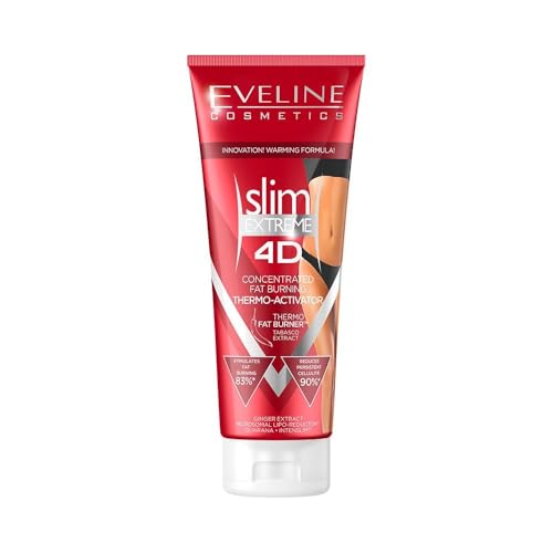 Eveline Cosmetics Slim Extreme 4D Siero Snellente Termoattivo Anti-Cellulite - Formula Avanzata Brucia Grassi con Caffeina e Centella Asiatica, 250 ml