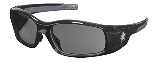 MCR Safety Crews SR112 Swagger Brash Look Polycarbonate Dual Lens Glasses with Polished Black Frame and Gray Lens, 6 inches x 2 inches