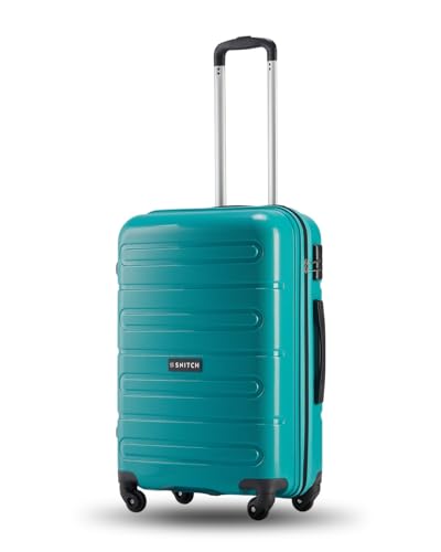 Image of SNITCH Loop Medium Size Teal Polypropylene Hard Travel Suitcase - Suitcase Medium Size & Luggage with 4 Wheels, Secure Lock & Free Shoe Bag