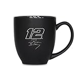 Rico Industries NASCAR Racing Ryan Blaney 15oz Laser Engraved Matte Black Ceramic Bistro Mug - for Hot or Cold Drinks