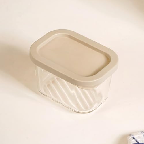 Image of Nestasia Small Replacement Lid for Groovo Glass Container (7.5cm x 10.6cm) - Durable & BPA-Free PE Lids for Fridge Storage Containers (Beige)