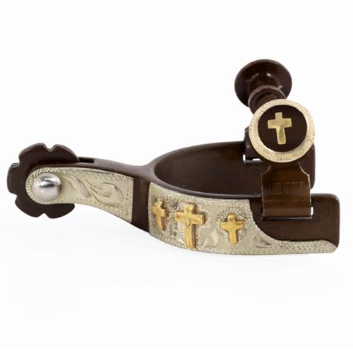 Showman Ladies Youth Black Steel Bumper Rowel Spurs with 2 Small Rowels for Added Kick