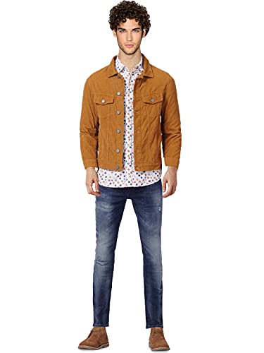 Image of Jack & Jones Men's Cotton Slim Fit Printed Spread-Collar Casual Shirt
