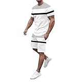 2023 Men 2 Piece Outfits Summer Casual Crew Neck Muscle Short Sleeve Tee Shirts and Classic Fit Spor