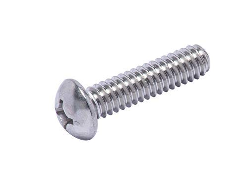 1/4"-20 X 1" Stainless Phillips Round Head Machine Screw, (25pc), Coarse Thread, 18-8 (304) Stainless Steel, by Bolt Dropper