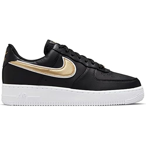 Nike Womens Air Force 1 07 ESS DD1523-001 SZ 7 Black/Metallic Gold