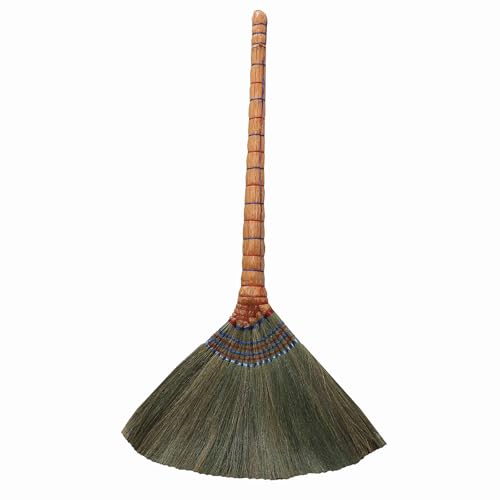 NIBHZ Broom Dustpan Set Hand Woven Straw Broom with Long Handle Natural Soft Bristles Broom 35