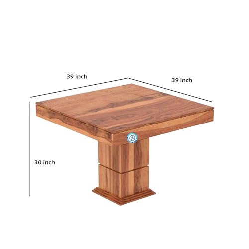 Image of Sheesham Wood Oval Dining Table with Cushion Chairs Set for Home Hall | Solid Wood Dinner Table with Chairs for Hotels | Dining Room Sets (Natural Finish 4, 4 Seater)