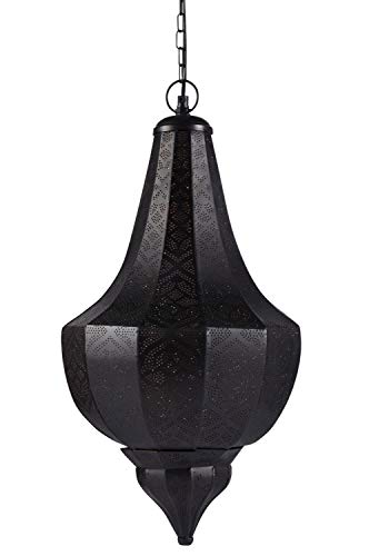 Orientalische Lampe Pendelleuchte Schwarz Kanita 50cm E27 Lampenfassung | Marokkanische Design Hängeleuchte Leuchte aus… – Bild 3