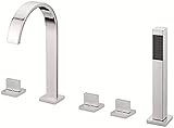 DXEMRQPB Juego de Grifo Mezclador de Ducha de baño de 5 Orificios, Grifo Mezclador de baño de Cascada de una manija, Grifo Mezclador de bañera con Ducha de Mano extraíble para baño, Cromo,