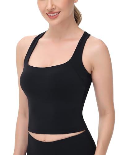 Image of romansong Strappy Yoga Sports Bras for Women Padded Criss-Cross Back Tank Tops