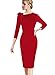 VFSHOW Womens Red Pleated Asymmetric Bow Neck Work Business Office Cocktail Party Bodycon Pencil Sheath Dress 3813 RED XS