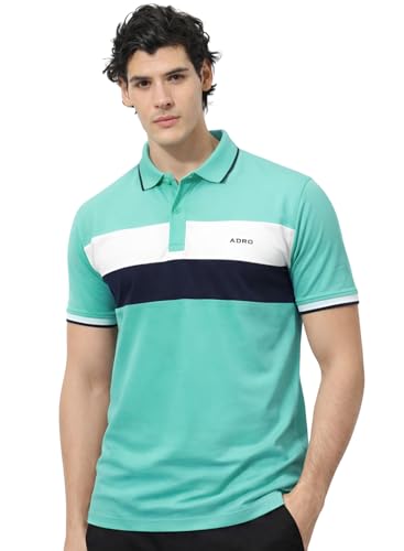 Image of ADRO Multicolour Polo T Shirt | 100% Cotton Mens Polo Tshirt | Regular Fit Half Sleeve Cut & Sew Polo T-Shirt for Men