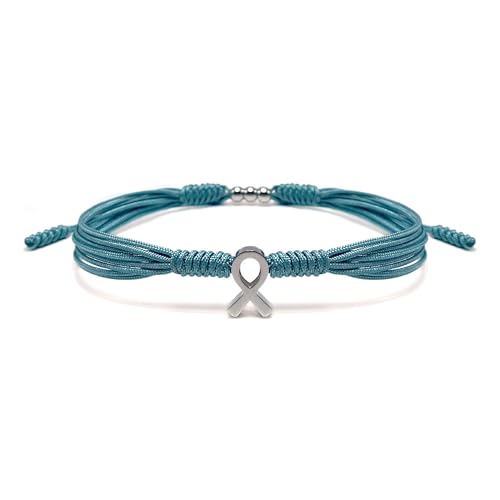 HARACRAFT Bracelet For A Cause, Awareness Puzzle Ribbon Bangle, Ribbon Wristband for Protection Surfer String Bracelet for Men, Women, Kid (Teal Awareness)