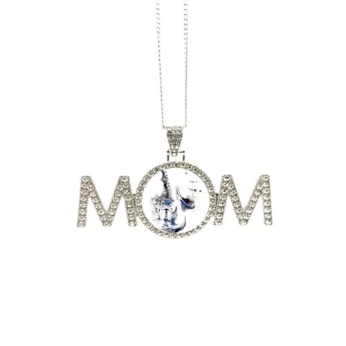 Collier anniversaire M style saxophone aquarelle, accessoire idéal pour maman et grand-mère
