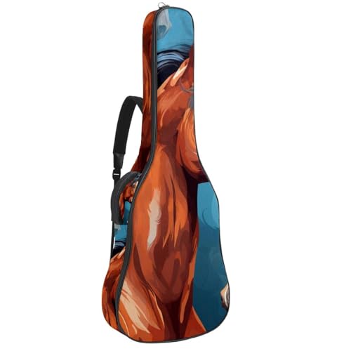 Sac pour guitare imperméable housse guitare acoustique avec poches motif cheval