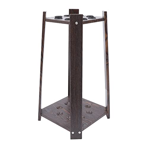 RIAHNEAH 8-Hole Billiard Cue Rack,Floor MountWood Multifunctional Pool Stick with Eco-friendly Thickened Sheet & 1.38in Aperture,Retro Stand Holder Cue Holder for Fishing Rod Golf Club