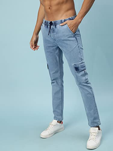 Image of Veirdo Pure Cotton Slim Fit Full Length Mid Rise Jeans for Men