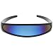 Futuristic Narrow Cyclops Color Mirrored Lens Visor Sunglasses (Black Ice)