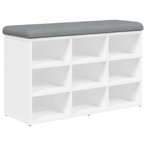 vidaXL Skobänk vit 82x32x50 cm konstruerat trä, hallbänk, skoförvaring, bänk med förvaring, hallbänkar, bänk med skoförvaring, bänkar med förvaring