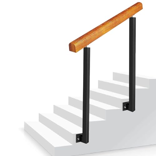 Rampe d'escalier en bois marches extérieures avec montage latéral 90cm - 2
