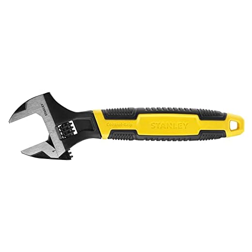 Stanley MaxSteel Einmaulschlüssel, verstellbar (39 mm x 300 mm Länge, Chrom-Vanadium Stahl, Kopf angewinkelt) 0-90-950