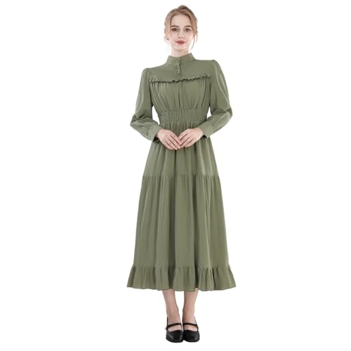 CR ROLECOS Mittelalter Kleidung Damen Viktorianisches Kleid Langarm A-Linie Vintage Edwardianisches Renaissance Maxikleid Ballkleid Abendkleid Damen...