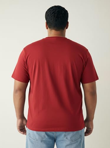 Image of Men Plus Size Printed Cotton Tee Regular Fit Round Neck Half Sleeve T-Shirt
