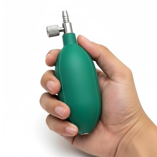 Image of Blood Pressure Rubber Bulb Pump Replacement for Sphygmomanometer, Universal Air Inflation Pump, Green, Soft Rubber (Bp Bulb With Metal Pack Of 2)