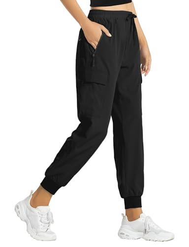 Buauty Lightweight Hiking Pants Women,Quick Dry Joggers Cargo Pants Casual Workout Travel Athletic Summer with Pockets 2024 Black