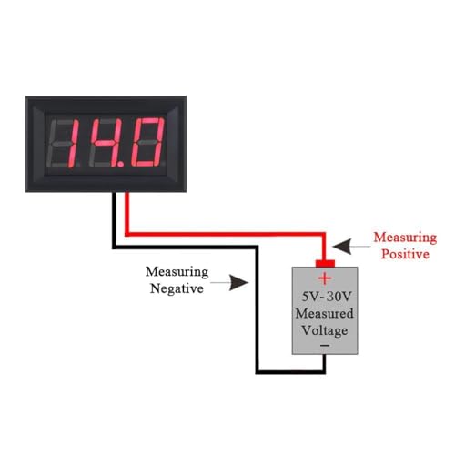 Image of ROBOWAY DC 5-30V Digital Mini Voltmeter 2 Wire 0.56 inch LED Red Display Panel for Motorcycle Battery Monitor (Red) (Pack of 5)