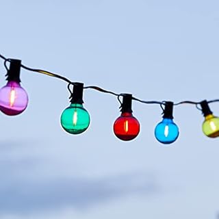 Lights4fun Outdoor Garden 20 Multi Coloured LED Festoon Party String Lights G40 Mains Powered IP44 Waterproof 6m
