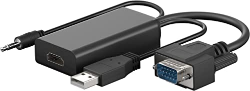 goobay 61259   Adaptador VGA a HDMI para Full HD 1080p @ 60 Hz/VGA a HDMI, Cable Adaptador convertidor VGA y Audio a HDMI (Cable de Monitor, Color Negro)