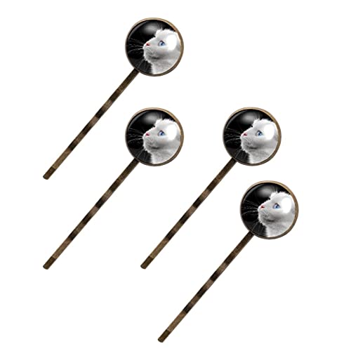 Barrettes à cheveux pour femme chat blanc - Lot de 4 pinces à chignon tendance