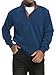 TUREFACE Quarter Metal Button Collar Sweatshirt for Mens Corduroy Warm Fashion Shirts for Causal Workout Wearing Haze Blue Medium