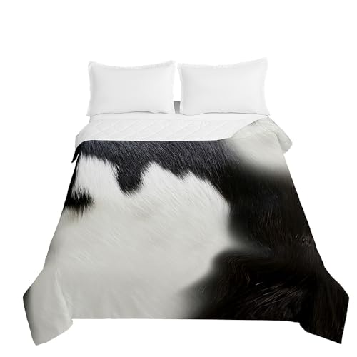 Odot Patrón 3D Colcha Bouti Ligero para Cama 90/135/150/180,Primavera, Verano e Otoño Microfibra Extra Suave, Colcha Cubre Cama Multiusos (150x200cm,Blanco y Negro)