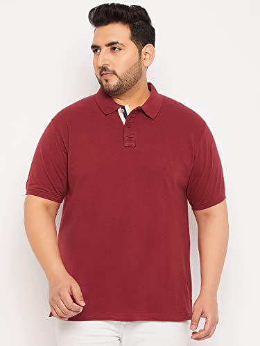 Image of Club York Men Cotton Blend Half Sleeve Polo Neck Solid Plus Size T-Shirt