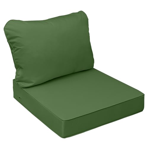 Image of AAAAAcessories Outdoor Seat Cushions for Chairs, Fade-Resistant, Waterproof Patio Furniture Replacement Cushions, 20 inch x 18 inch x 3 inch + 20 inch x 17 inch, Dark Moss Green