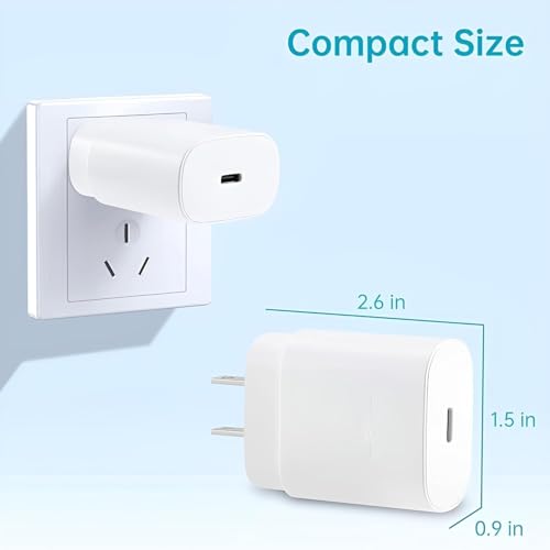 Image of Samsung 25W PD 3.0 Type C Fast Charging Adapter with 3.3 Ft Cable for Galaxy M17|M07|M36|M06|A55|A35|F06|S25 fe|S22|S24|F36|F16|M35|S23|A06|S25 Plus|Tab S11 /S10 Lite|USB C 25w Quick Adaptor, White