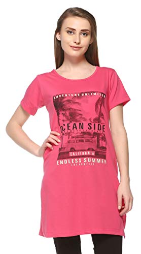 Image of In Love Women's Printed Cotton Plus Size Longline T-Shirt Half Sleeve with Pockets Pack of 2