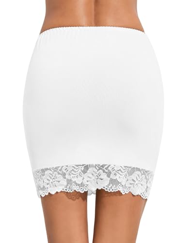 Image of Avidlove Half Slips for Women Under Dress Non Cling Floral Lace Trim Above Knee Half Slips