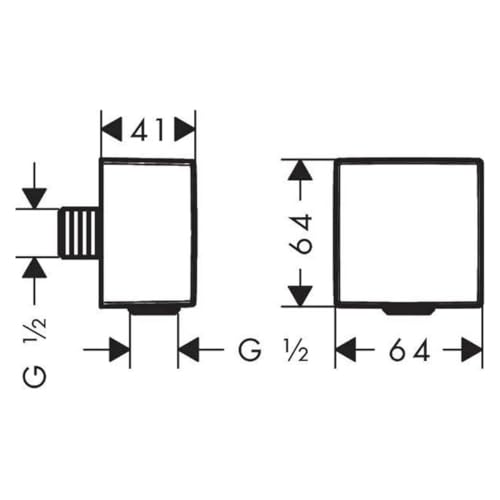 hansgrohe FixFit - eckiger Wandanschluss mit Rückflussverhinderer, Schlauchanschluss Dusche, Wandanschlussbogen, Chrom, 1.00