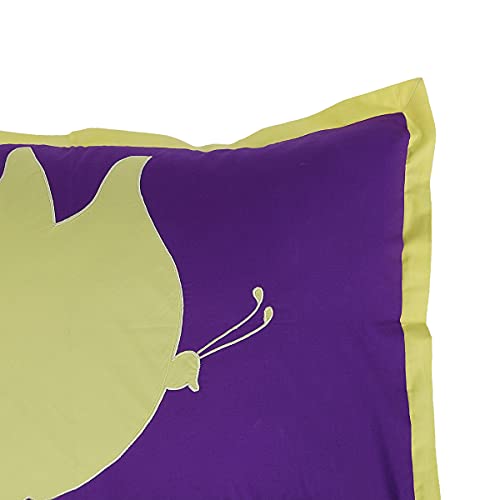 Image of Home Design Butterfly Patch Work Purple Color Pillow Cover for Contrast Color Bedsheets for Kids Bedroom, 16 x 22