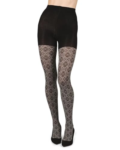 Image of MeMoi Diamond Pattern Swirl Cotton Blend Women's Sweater Tights