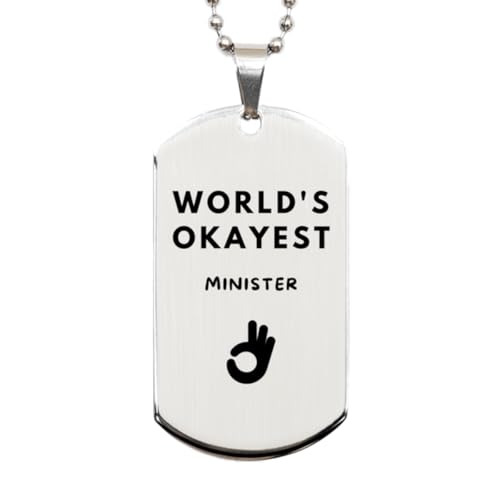 Valentine's Day Unique Gifts for Ministers, Funny Gifts from Coworkers, World's Okayest Minister Dog Tag, for Friends
