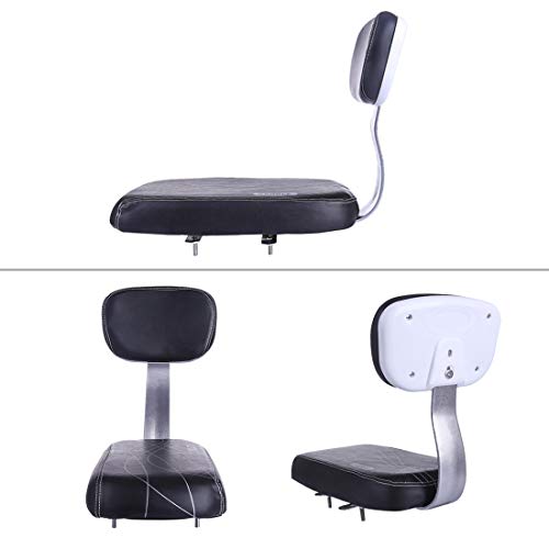 YIFAN Bicycle Bike Back Seat PU Leather Cover Cushion, Bike Child Seat with Back Rest - Black(Line Pattern)