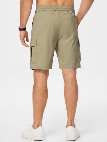 Image of JMIERR Men's Casual Stretch Cargo Shorts | Drawstring Elastic Waist, Multi Pockets, Summer Work Short, Classic